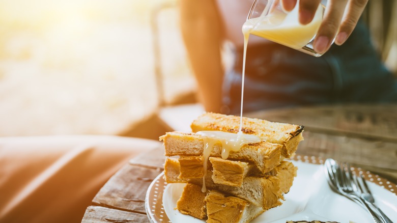 Condensed milk on toast