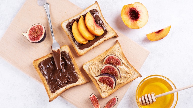 Fruit toast on wooden board