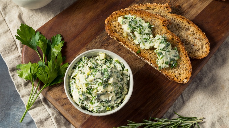 Toast with herb butter