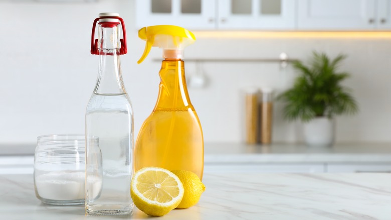 White vinegar and household cleaner