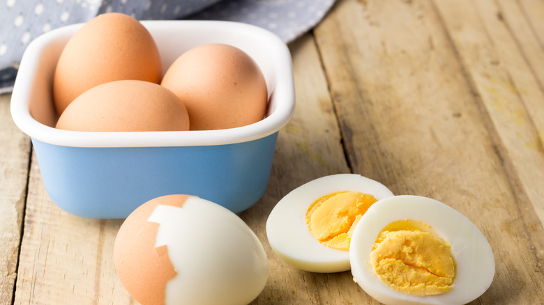 hard boiled eggs in bowl