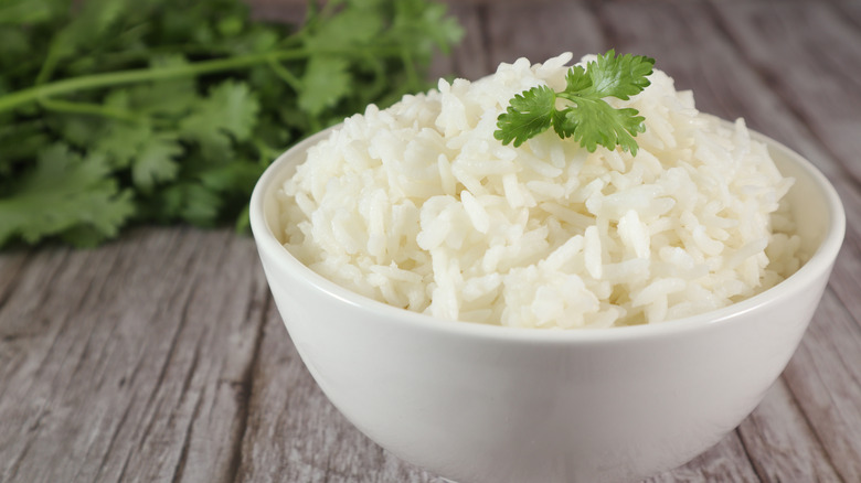 Bowl of cooked white rice