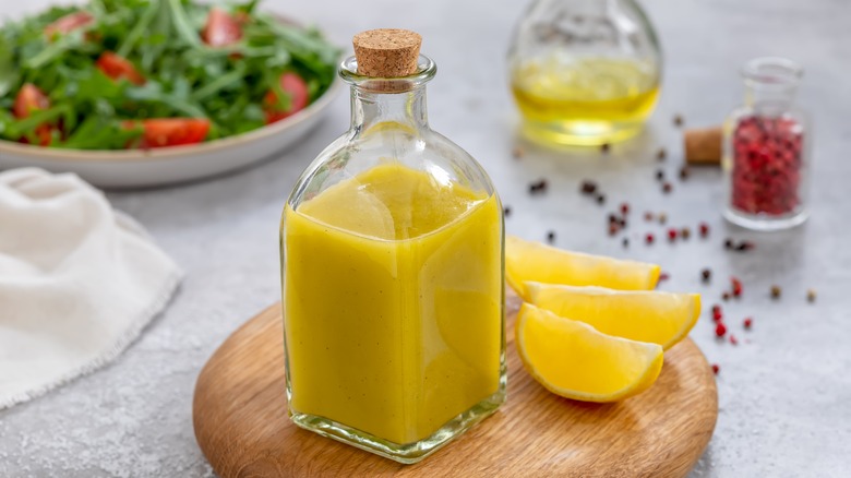 homemade salad dressing and lemons