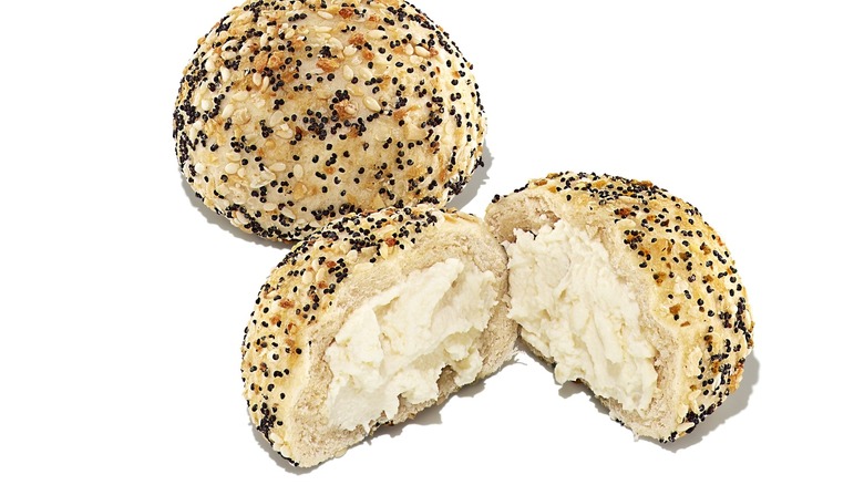 Small everything bagels with cream cheese center