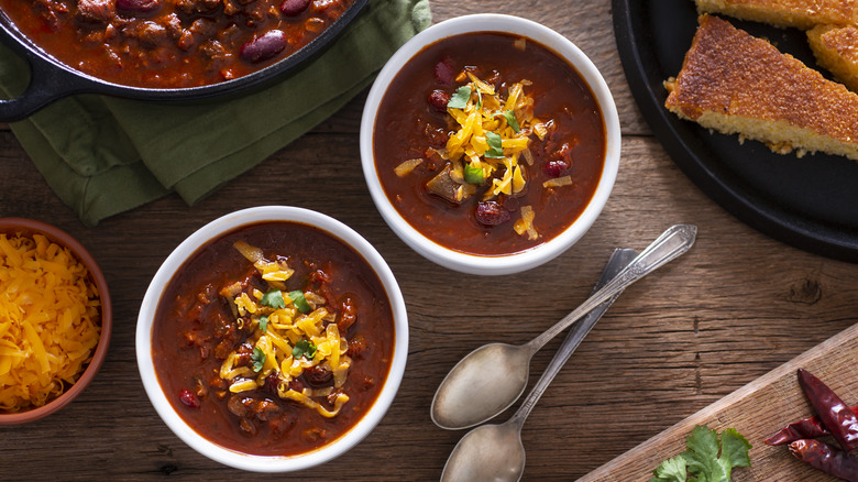 Two bowls of chili