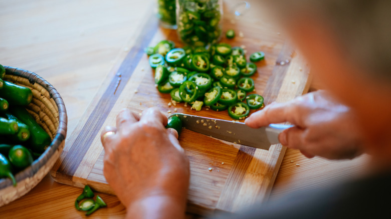 Jalapeño on cutting board