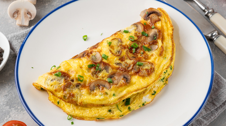 Mushroom omelet on a plate