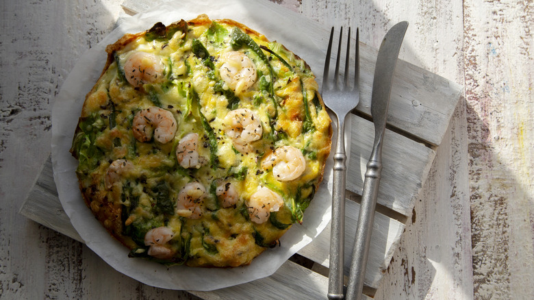 Shrimp omelet on a plate