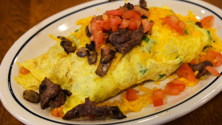 Steak and tomato omelet