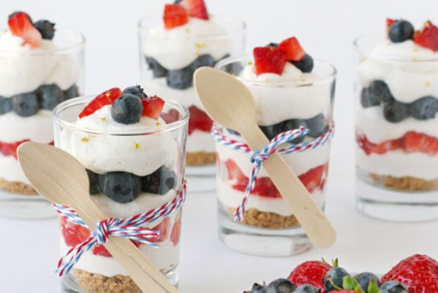 Red, White, and Blue No-Bake Mini Cheesecakes