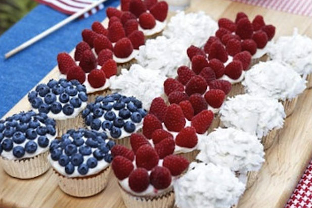 Cupcake Flag with Berries and Coconut