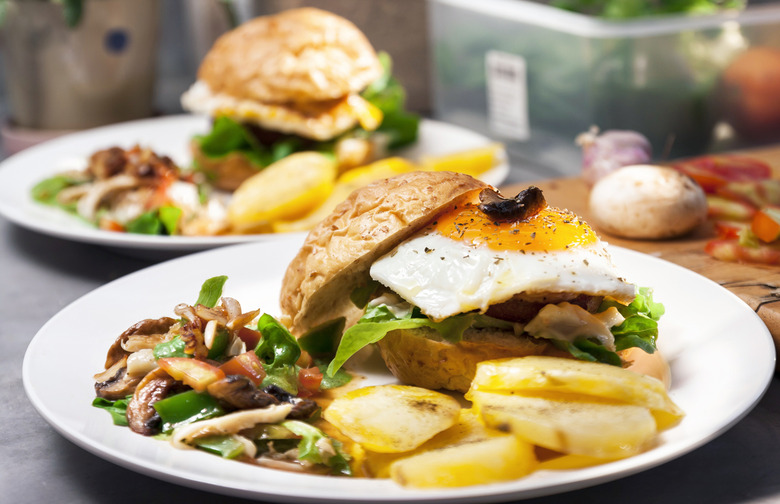 Mushroom Burgers With Fried Egg and Truffle Oil