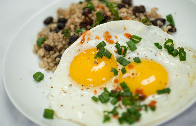 Fried Eggs With Wild Rice and Sautéed Kale