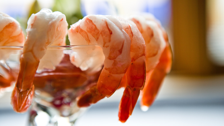 Shrimp cocktail in glass