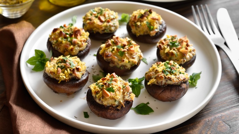 Stuffed mushrooms on a plate