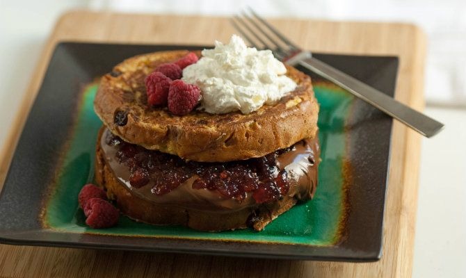 Bauli's Raspberry Jam and Hazelnut Spread Stuffed Panettone French Toast