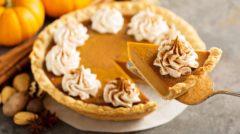 pumpkin pie with cinnamon whipped cream