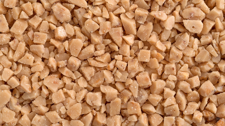 close up of several toffee bits