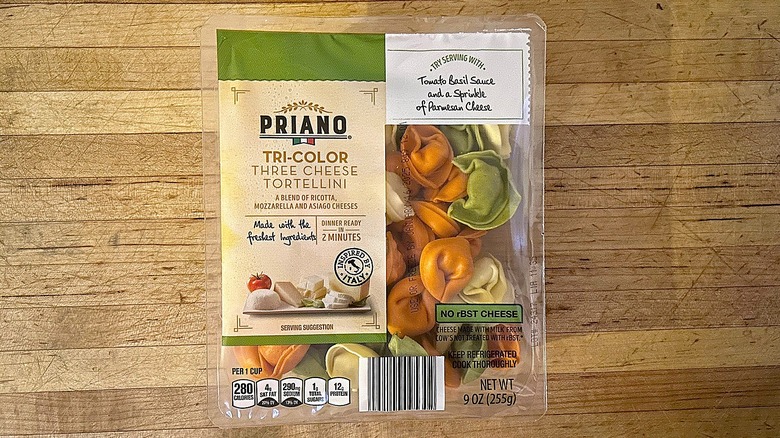 Package of Priano Tri-Color Three Cheese Tortellini