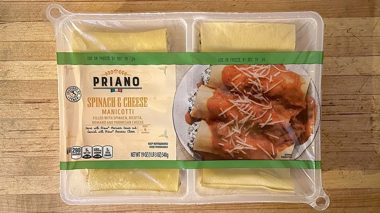 Package of Priano Spinach & Cheese Manicotti