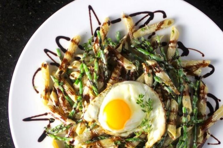 Green Lentil Penne With Goat Cheese Sauce