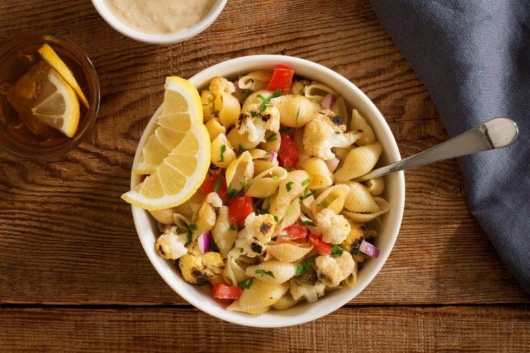 Grilled Cauliflower Pasta With Lemon-Tahini Dressing