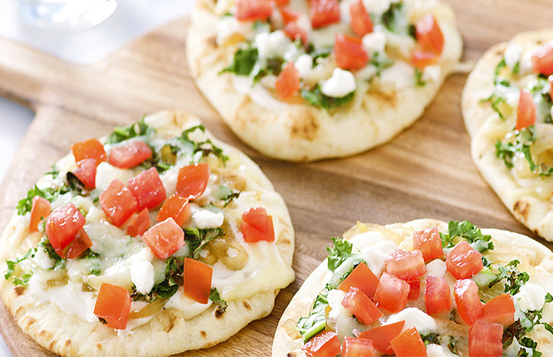 Mini Naan Cheese, Tomato, and Kale Pizza