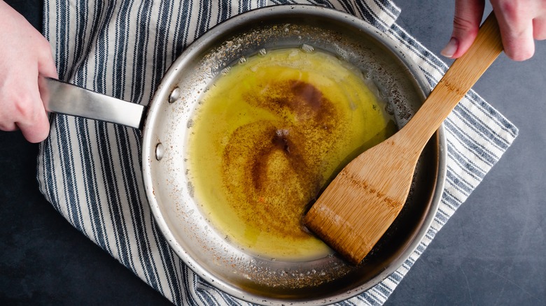 Making brown butter in pot