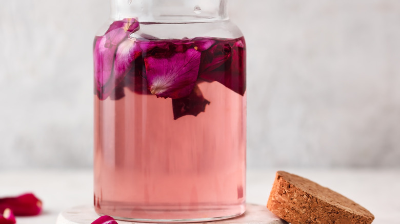 Rose water in large jar