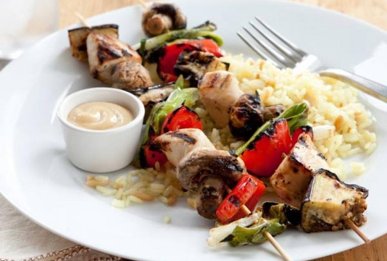 Honey Mustard Chicken and Vegetable Kabobs