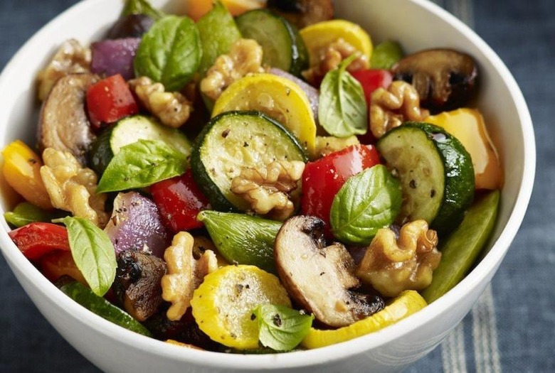 Roasted Vegetables With Walnuts, Basil, and Balsamic Vinaigrette