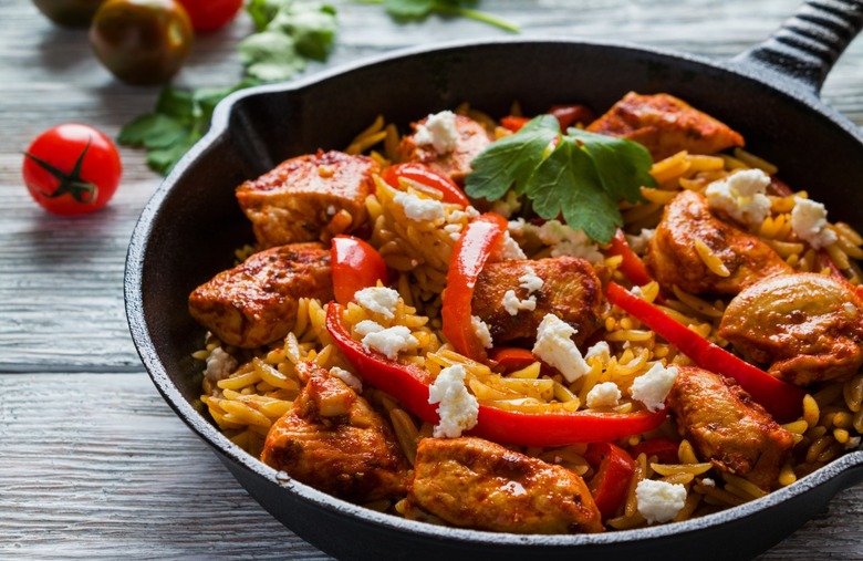 Chicken, Olive, and Orzo Bake