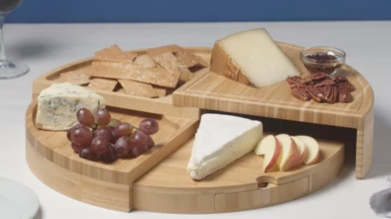 swivel board with cheeses