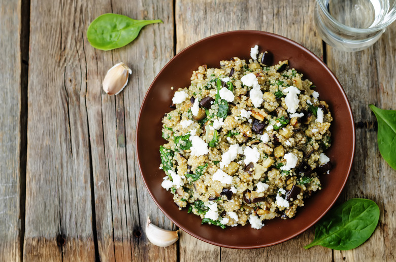 Quinoa Salad With Goat's Cheese, Basil, and Crispy Prosciutto