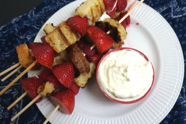 Summer Grilled Cake Kebabs With Orange Frosting