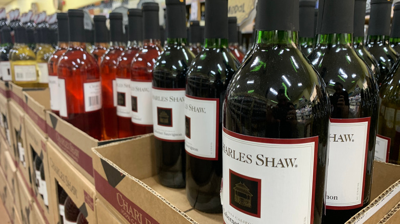 Bottles of Charles Shaw wine at Trader Joe's