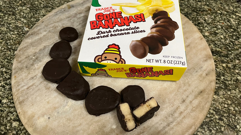 Chocolate covered frozen banana slices