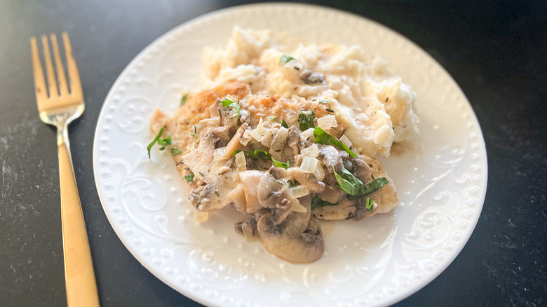 One-Pan Chicken Marsala on plate