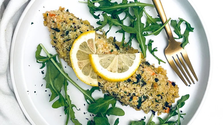 Parmesan Crusted Salmon on plate