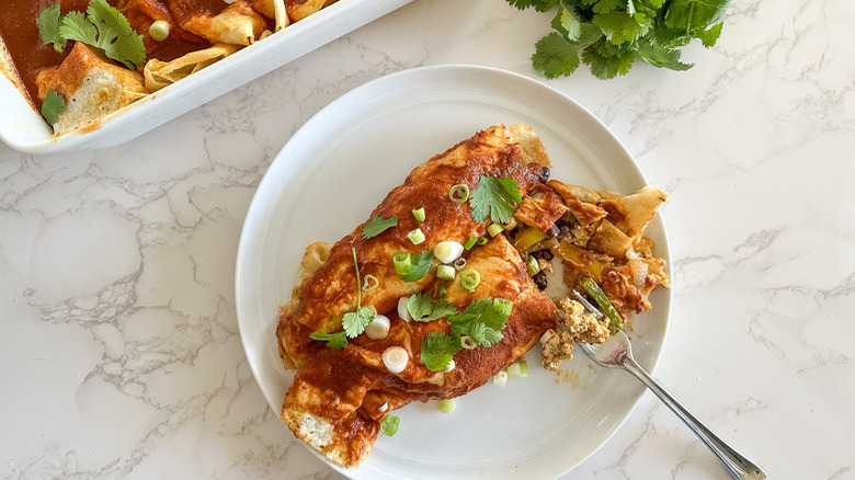 Vegan Enchilada Casserole on plate