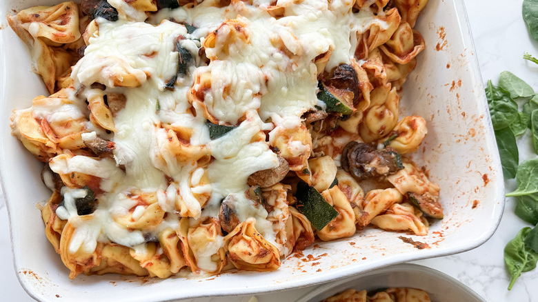 Vegetable Tortellini Casserole in dish