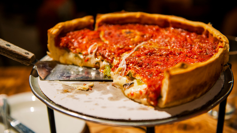 Chicago-style deep dish pizza