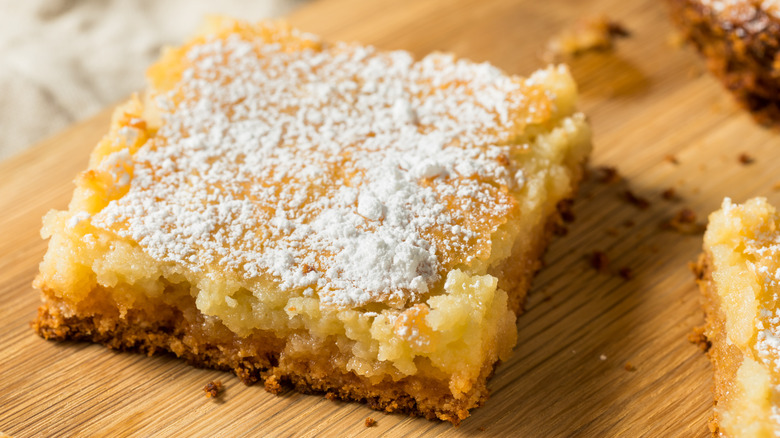 Gooey butter cake on wood