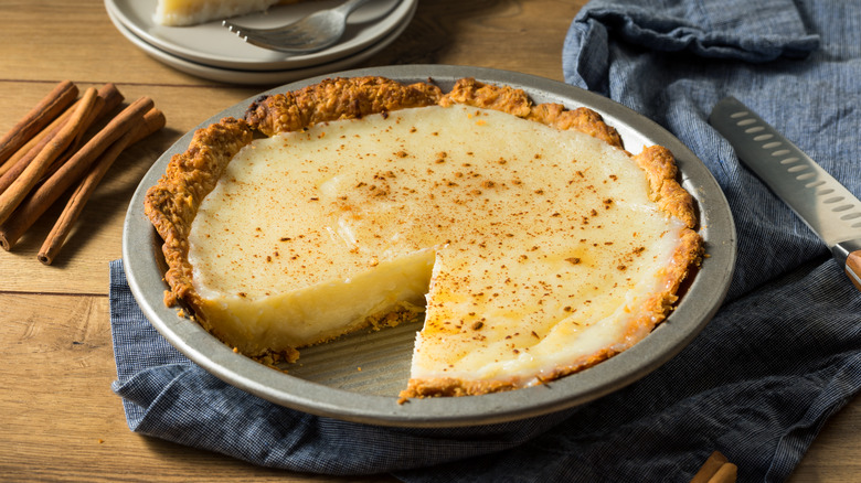 Sugar cream pie in pan