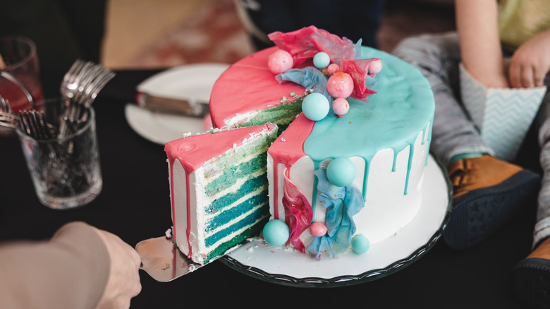 Cutting a birthday cake