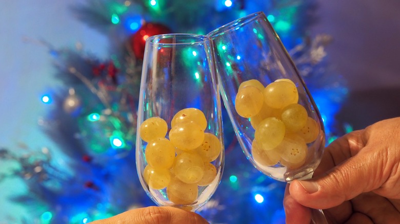 Grapes in champagne flutes