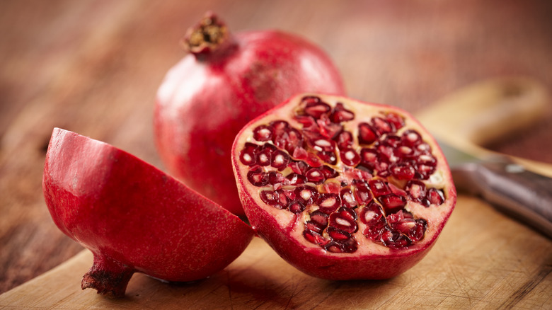 Split pomegranate and seeds