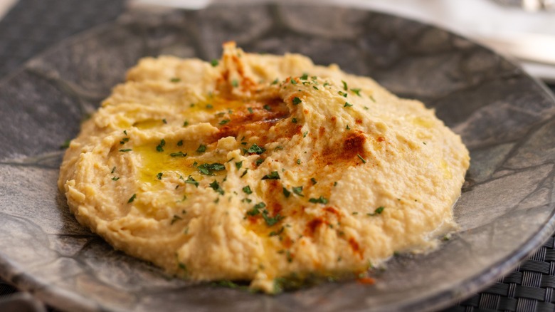 seasoned hummus on plate