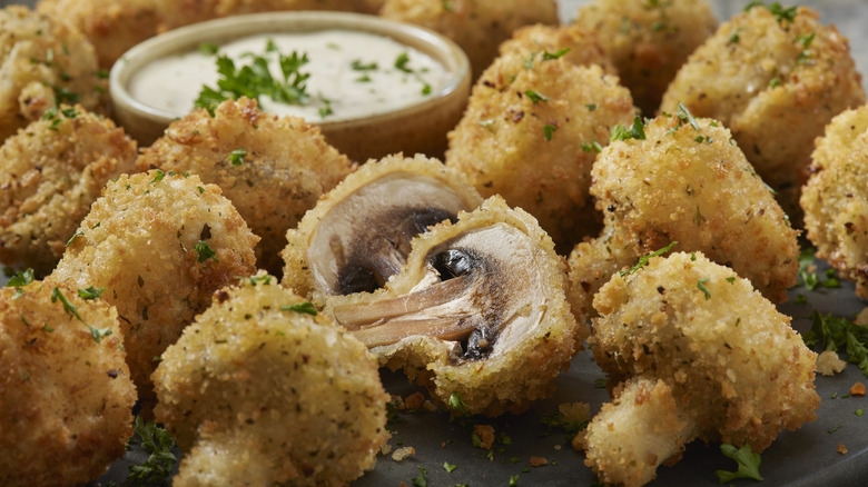 plate of breaded mushrooms