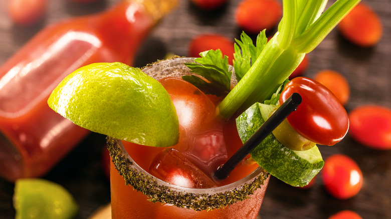 bloody mary with herbed rim